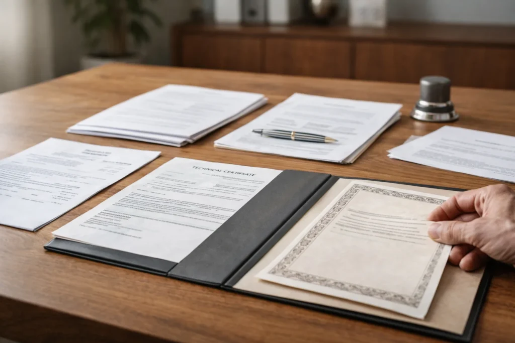 Revisión de la documentación del vendedor antes de firmar la compraventa de una vivienda.