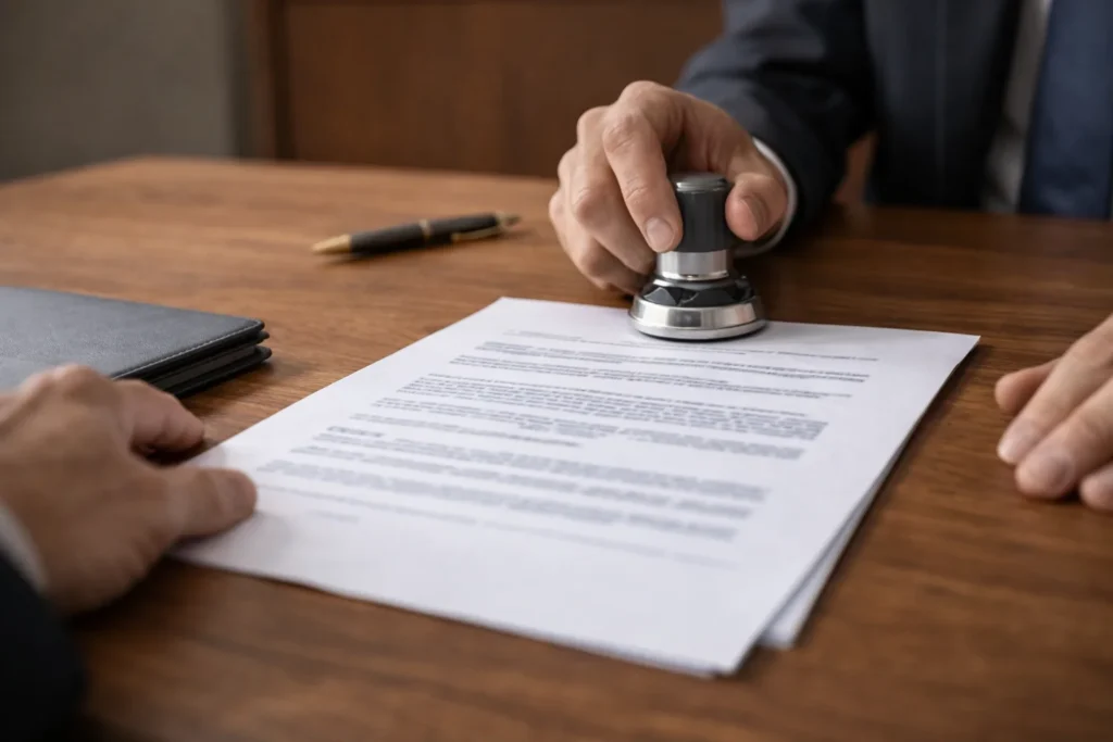 Sello en poder notarial